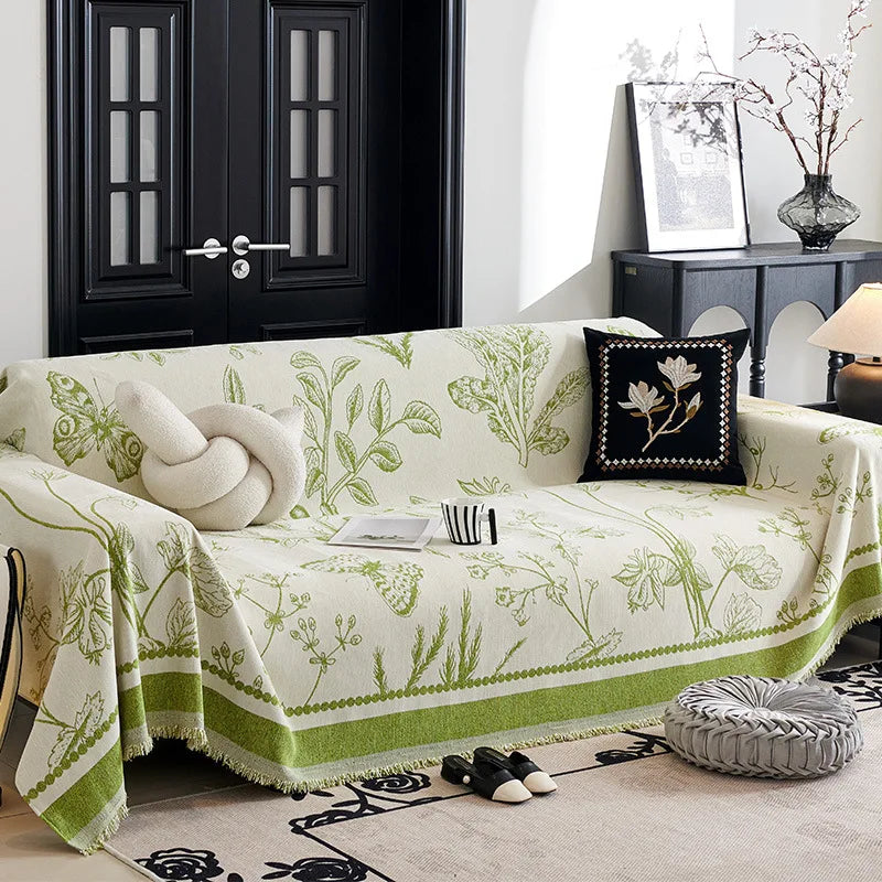 Vintage French Style Chenille Sofa Cover, Full Coverage for All Seasons, Luxury High-End Sofa Protector Slipcover