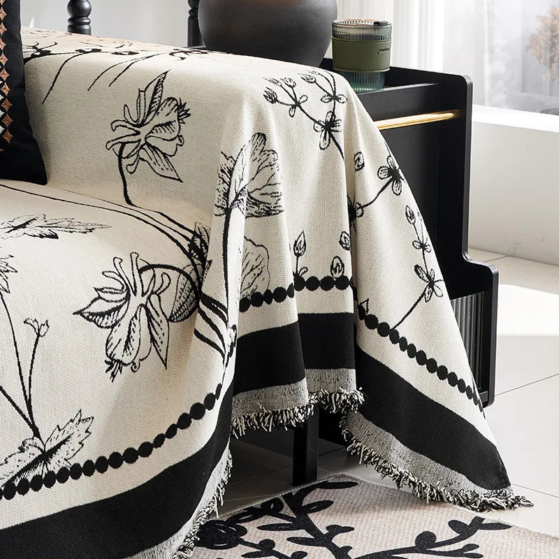 Vintage French Style Chenille Sofa Cover, Full Coverage for All Seasons, Luxury High-End Sofa Protector Slipcover