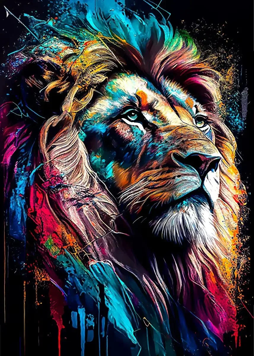 Black and Golden Light Lion Posters Modern Animal Canvas Painting HD Pictures Wall Art for Living Room Home Decoration No Frame