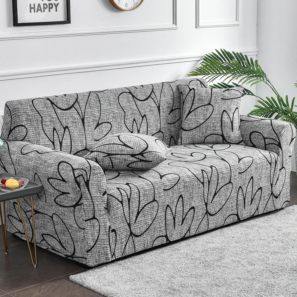 Flower Printed Elastic Sofa Cover for Living Room & Bedroom