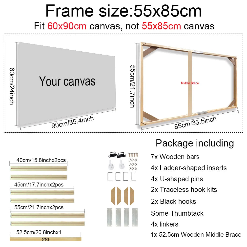 30x40 40x60 50x70cm Canvas Frame Wooden Frames Wooden Photo Oil Painting Canvas Diamond Painting Frames Canvas Wood Wall Frame
