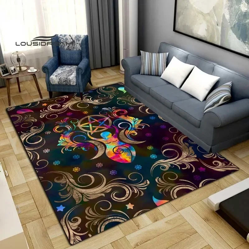 Gothic Witch Sacrifice Rugs Triple Moon Divination Home Living room Bedroom Large area soft carpet Halloween Decoration Rune # 6