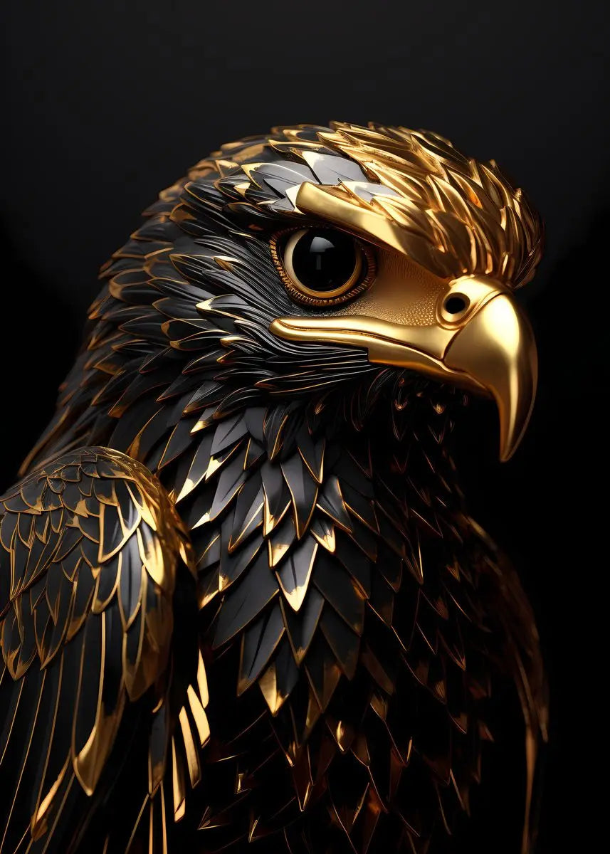 Golden Eagle Poster Bird Head Handsome Sharp Gold Animal Prints Canvas Painting Wall Art Pictures Home Room Modern Decoration