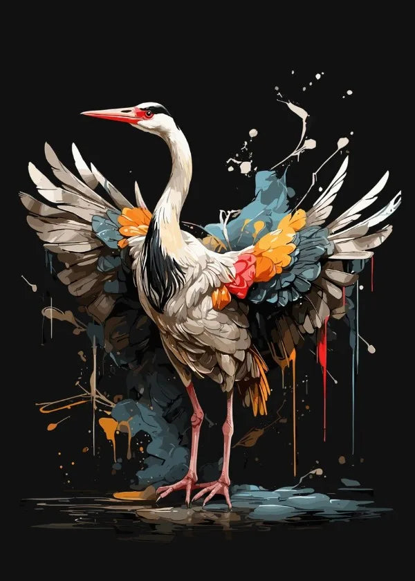 Crane Bird Owl Parrot Eagle Toucan Flamingo Animal Splatter Poster Print Canvas Painting for Living Room Home Decor Cuadros