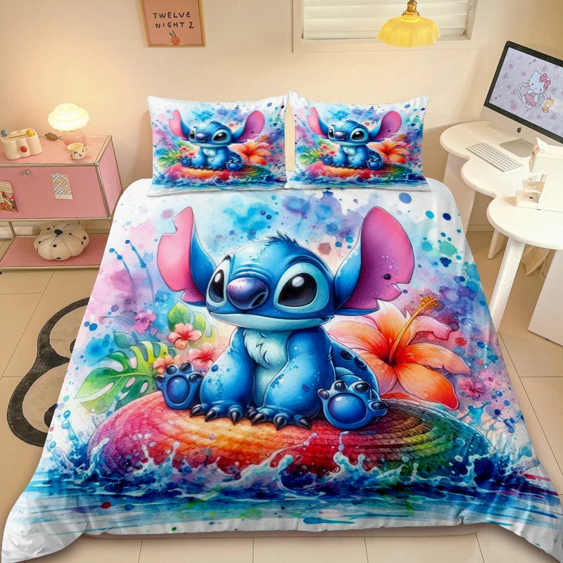 Cute Stitch Duvet Cover Kids Cartoon Bedding Set 3D Printed Comforter Cover Queen King Full Size for Bedroom Decoration