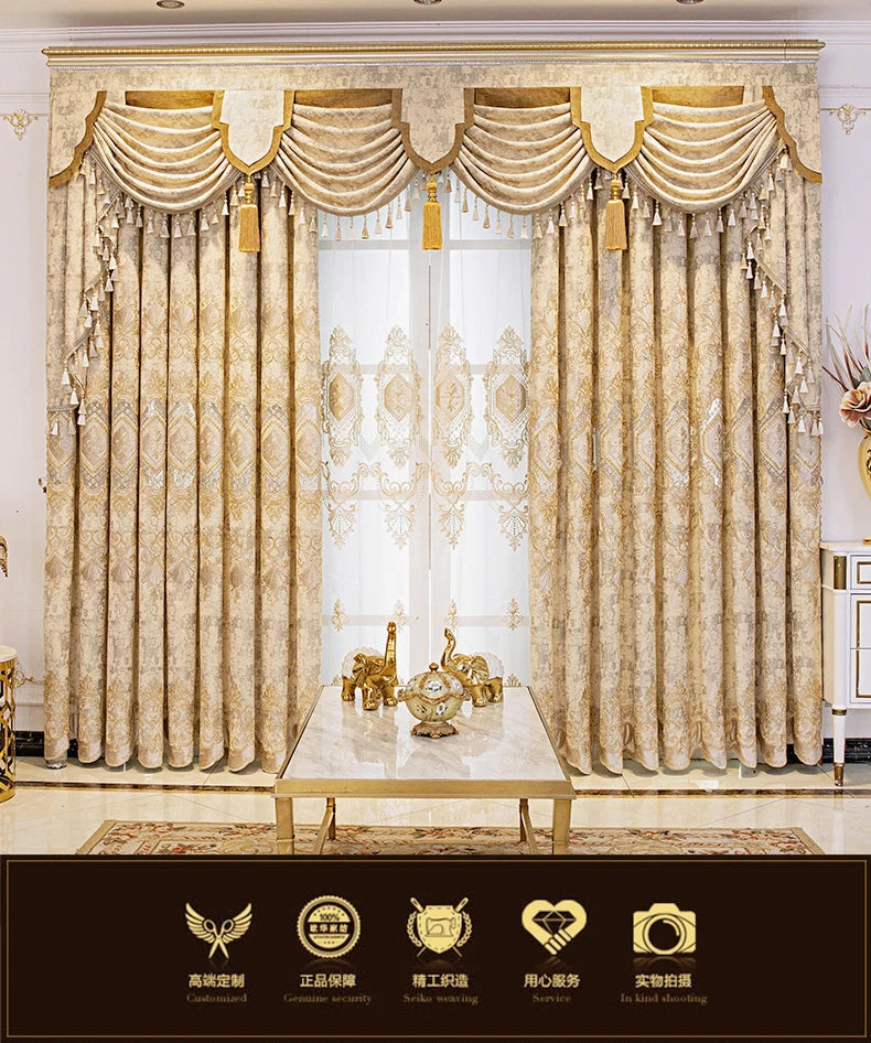 European Chenille Embroidery Luxury Curtains