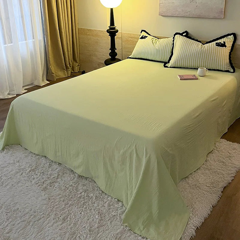 Green Stripe, Black Cat Embroidery Bedding Set