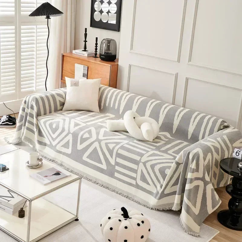 Nordic Tassel Throw Blanket Full Four Season Cotton Sofa Cover Towel Dust Anti-cat Scratch Protection Covers Sofa Blanket Carpet