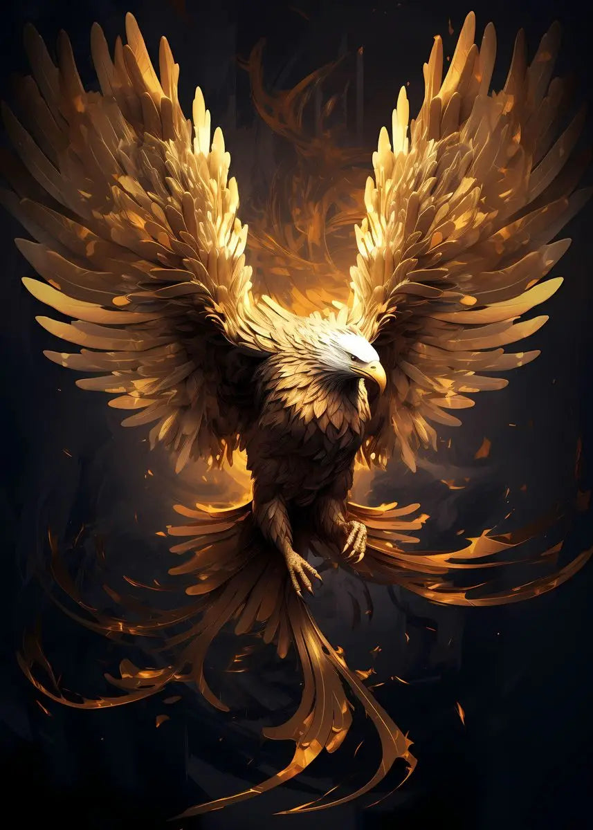 Golden Eagle Poster Bird Head Handsome Sharp Gold Animal Prints Canvas Painting Wall Art Pictures Home Room Modern Decoration