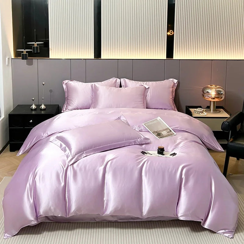Luxury Bedding Set Solid Color Duvet Cover Bedsheet Pillowcase Smooth Satin Single Double King Queen Full Twin Size Quilt Cover