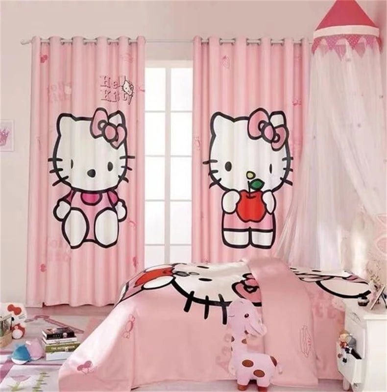 Kitty Pink Blackout Children's Room Curtains