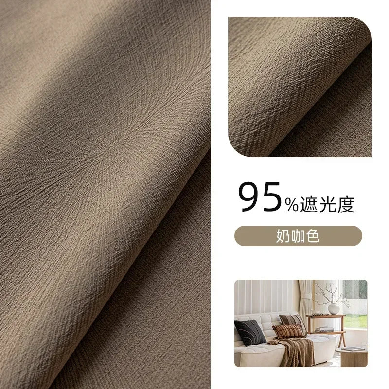 Custom Beige Chenille Luxury Curtains