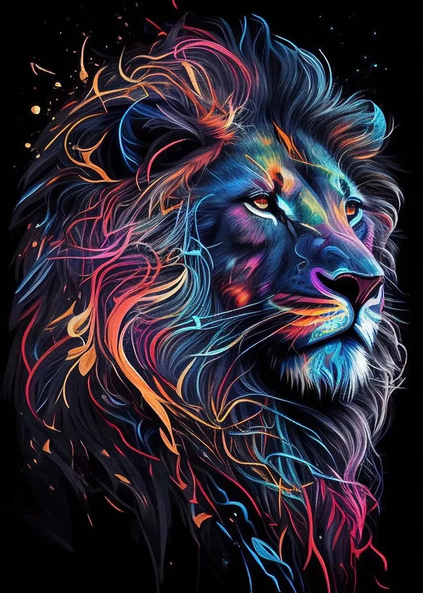 Black and Golden Light Lion Posters Modern Animal Canvas Painting HD Pictures Wall Art for Living Room Home Decoration No Frame