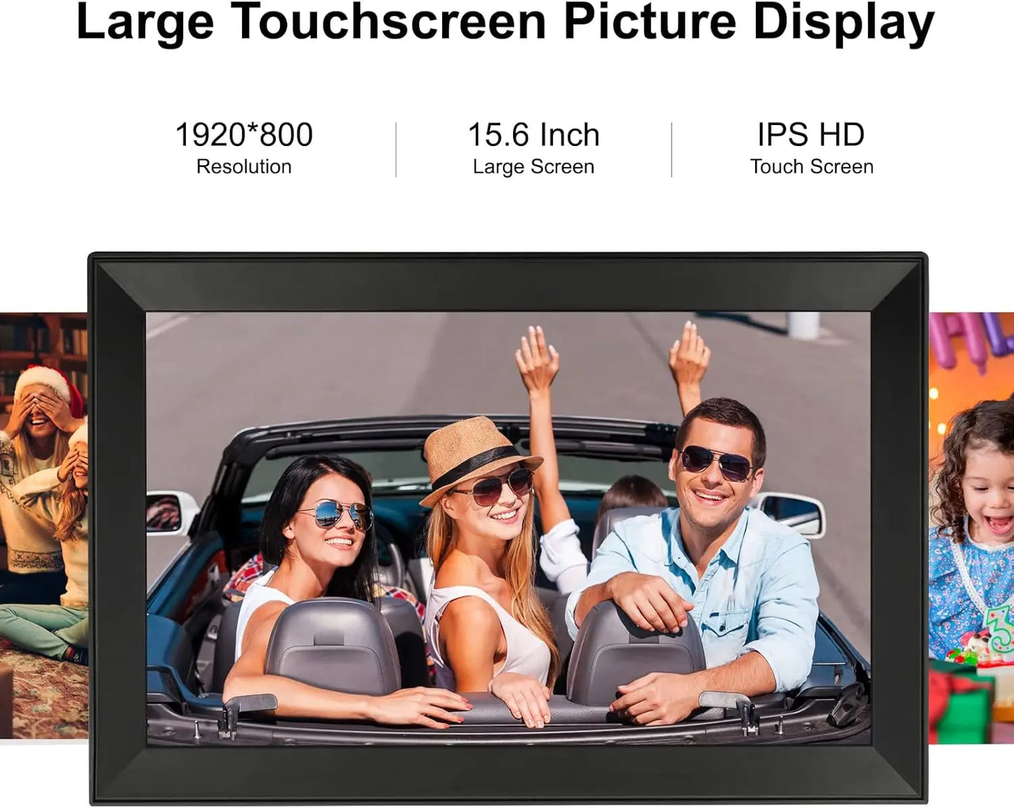 64GB FRAMEO Digital Photo Frame15.6-Inch WiFi Digital Picture Frame with 1920x1080 IPS FHD Touch Screen Easy Share Photos Videos