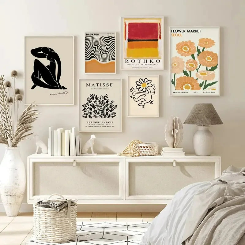 Abstract Yayoi Kusama Orange Canvas Art