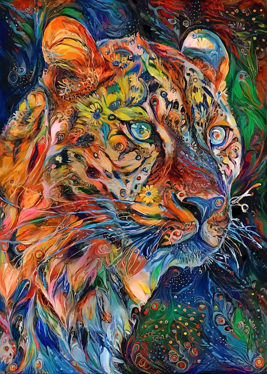 Abstract Animals Lion Tiger Cat Colour Canvas Painting Retro Art Home Wall Decoration Pictures Living Bedroom Quality Posters