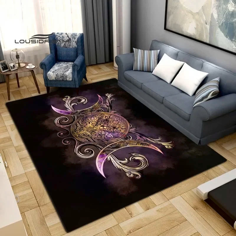 Gothic Witch Sacrifice Rugs Triple Moon Divination Home Living room Bedroom Large area soft carpet Halloween Decoration Rune # 6