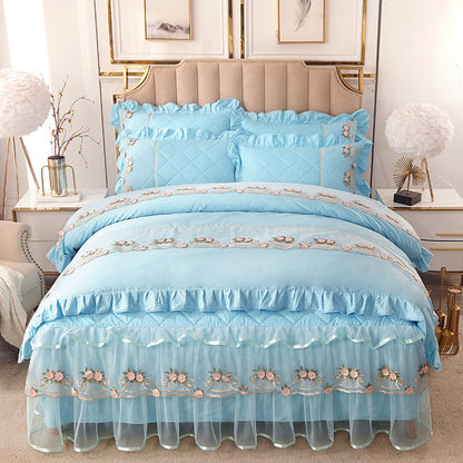 Pure Cotton Quilted Lace Bedspread Full