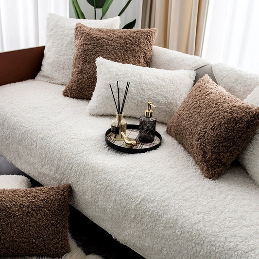 Winter Plush Sofa Cushion Thickened Non-slip