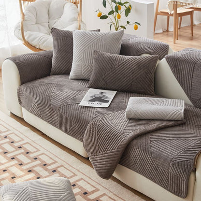 Simple Non-slip Solid Color Plush Sofa Cushion
