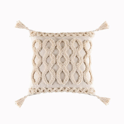 Tassels Cushion Cover 45x45cm Beige White Pillow Covers Decorative Pillow Case Square Home Boho Decor Macrame Pillowcase