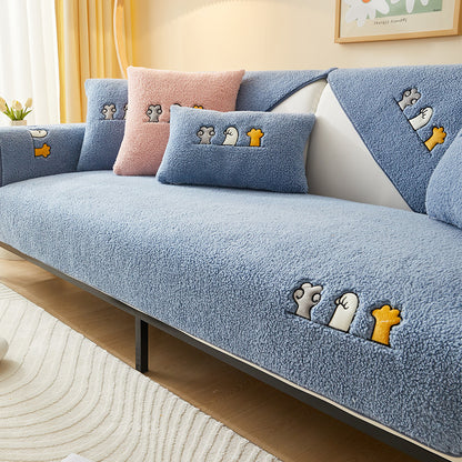 Non-slip Thick Lambskin Sofa Cushion
