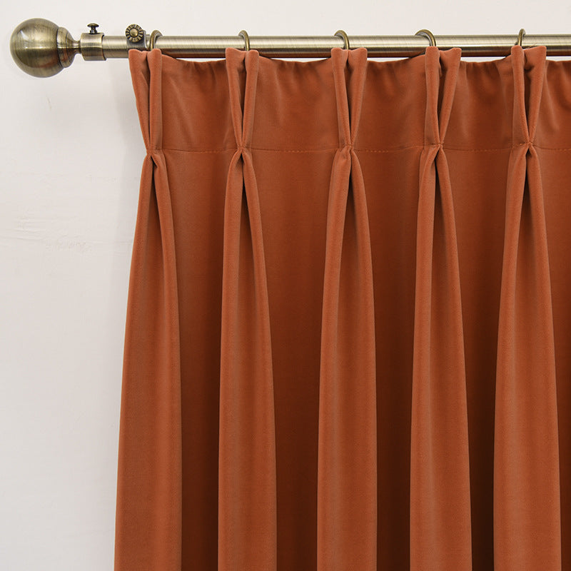 Solid Color Retro Bedroom Blackout Curtains