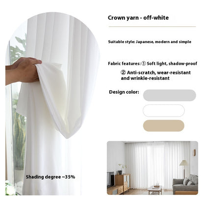 Yarn Simple Modern Solid Color Transparent Linen Mesh Curtains