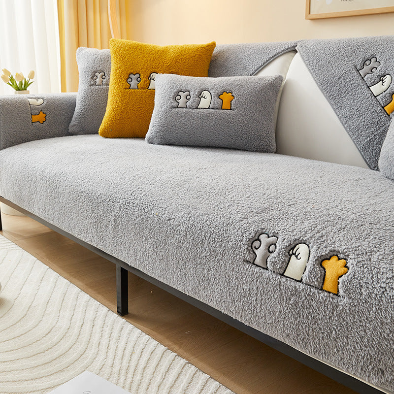 Non-slip Thick Lambskin Sofa Cushion