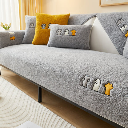 Non-slip Thick Lambskin Sofa Cushion