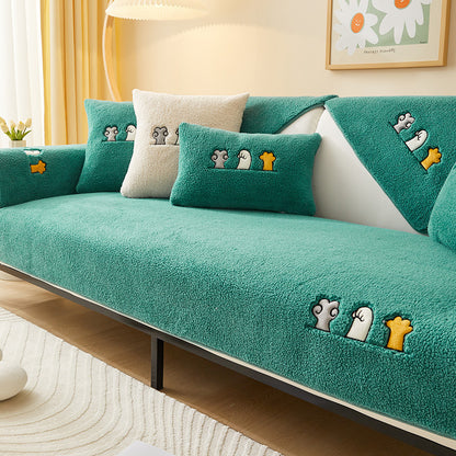 Non-slip Thick Lambskin Sofa Cushion