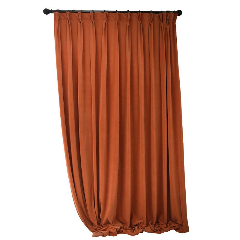 Solid Color Retro Bedroom Blackout Curtains