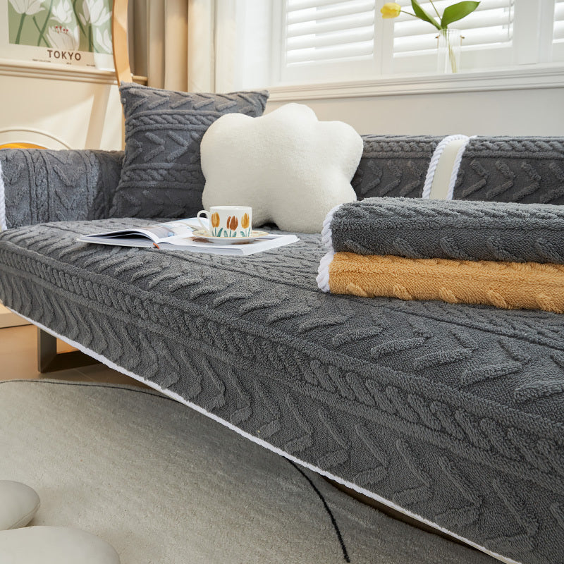 Simple Sofa Cushion Cover Plush Thickened Anti-skid