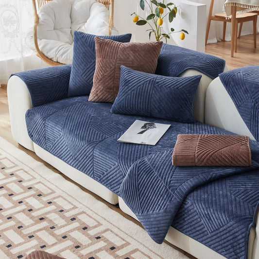 Simple Non-slip Solid Color Plush Sofa Cushion