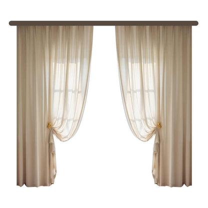 Yarn Simple Modern Solid Color Transparent Linen Mesh Curtains