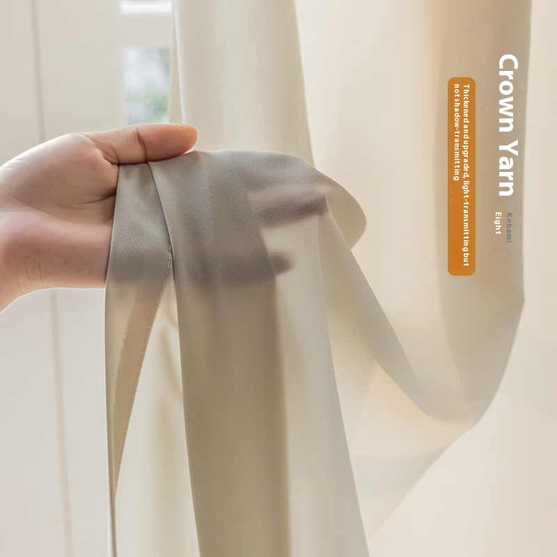 Yarn Simple Modern Solid Color Transparent Linen Mesh Curtains