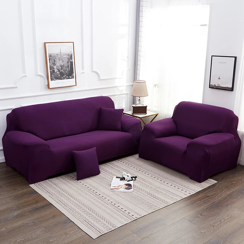 Solid Color Milk Silk Elastic Sofa Cover - All-Season Dustproof
