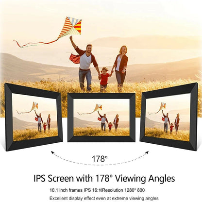FRAMEO Digital Photo Frame WiFi 32GB 10.1 Inch 1280x800 IPS Touch Screen Digital Picture Frame Easy Setup Share Photo or Video