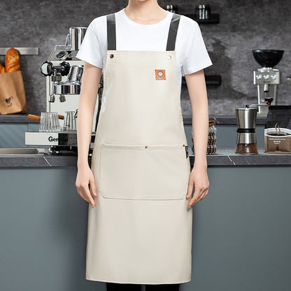 PU soft leather apron custom printed monochrome logo catering specific waterproof and oil resistant kitchen aquatic leather waist work clothes