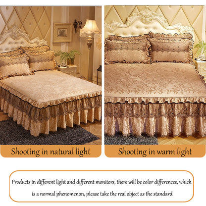 3-Piece Luxury Lace Bedspread with Thicken Bed Skirt