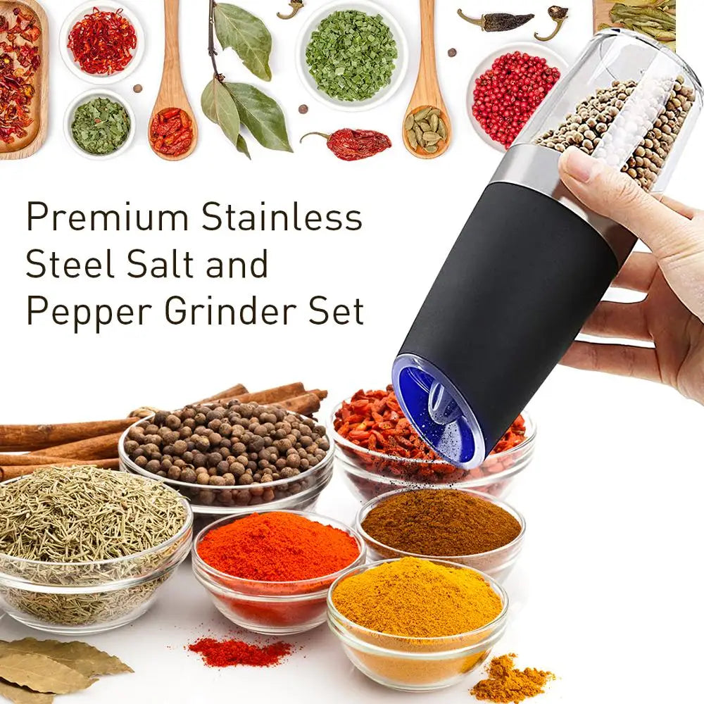 Electric Automatic Mill Pepper and Salt Grinder LED Light Peper Spice Grain Mills Porcelain Grinding Core Mill for Kitchen Tools