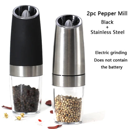 Electric Automatic Mill Pepper and Salt Grinder LED Light Peper Spice Grain Mills Porcelain Grinding Core Mill for Kitchen Tools