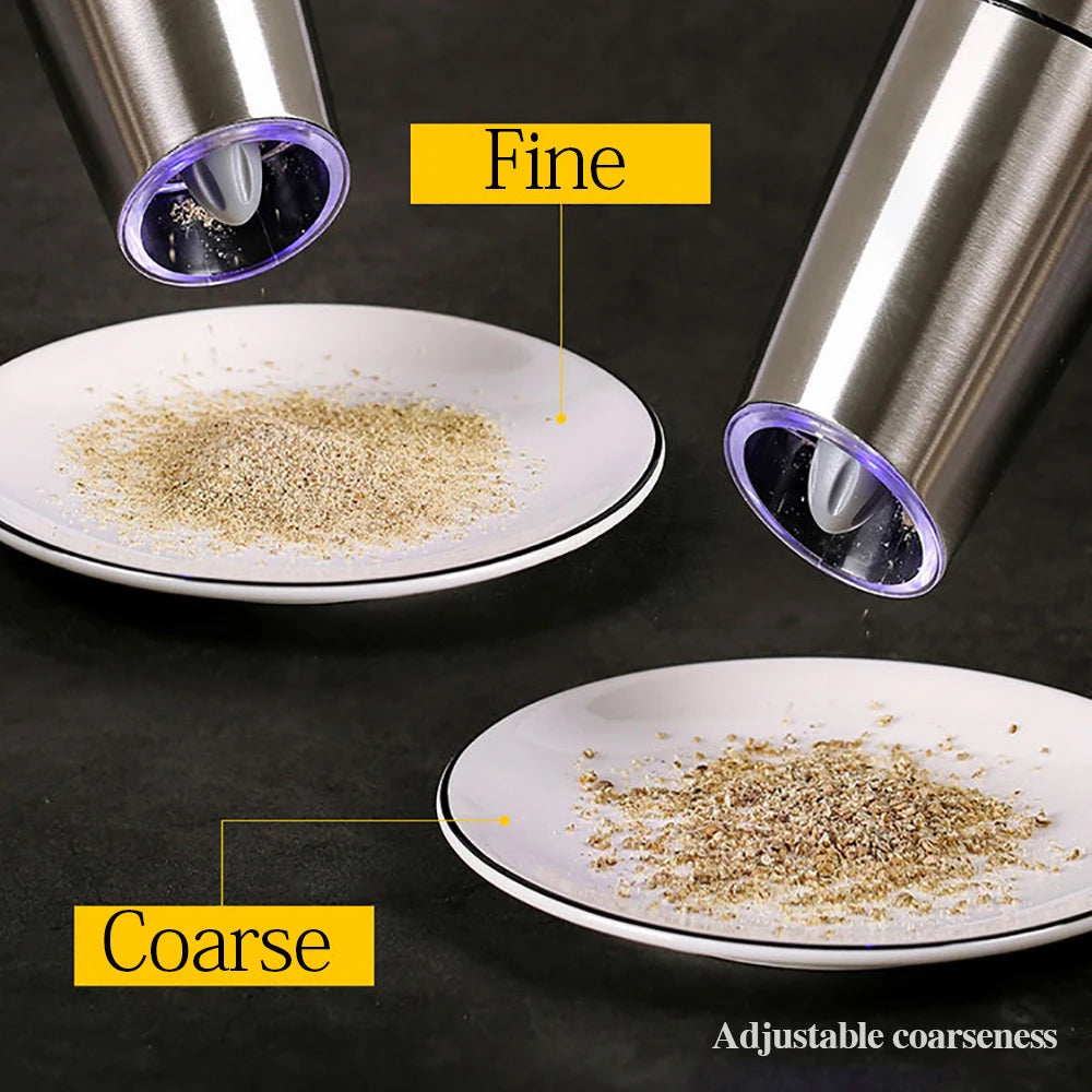 Electric Automatic Mill Pepper and Salt Grinder LED Light Peper Spice Grain Mills Porcelain Grinding Core Mill for Kitchen Tools