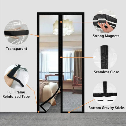 TPU Transparent Door Screen Warm Windproof Curtain Non Perforated Air Conditioning Door Film Magnetic Automatic Closing for Door