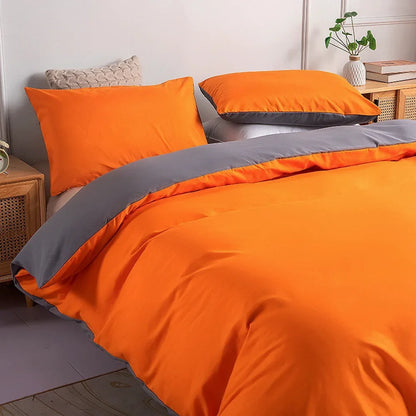 Winter Summer Orange Grey Bedding Set,Double Solid Side,duvet Cover+pillowcase (Excluding Filler) Bed Set,Queen Full King,2/3pc