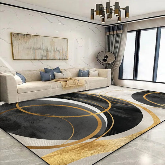 Modern Golden Geometric Non-slip Area Rug
