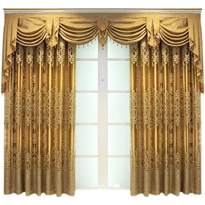 European Embroidery Luxury Gold Curtains for Living Dining Room Bedroom Door Window Room New High-end Tulle Customize