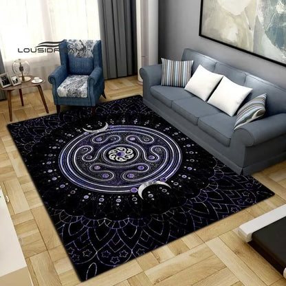 Gothic Witch Sacrifice Rugs Triple Moon Divination Home Living room Bedroom Large area soft carpet Halloween Decoration Rune # 6