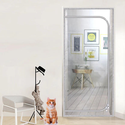 Zipper Door Screen Anti-cat PPT Nano Door Curtain Up Opening & Left Opening Shape Anti-mosquito Mesh Screen for Pet Living Room