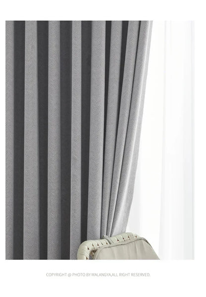 2025 new thickened French light luxury cream curtain cloth solid color bedroom living room full blackout sunscreen cotton linen